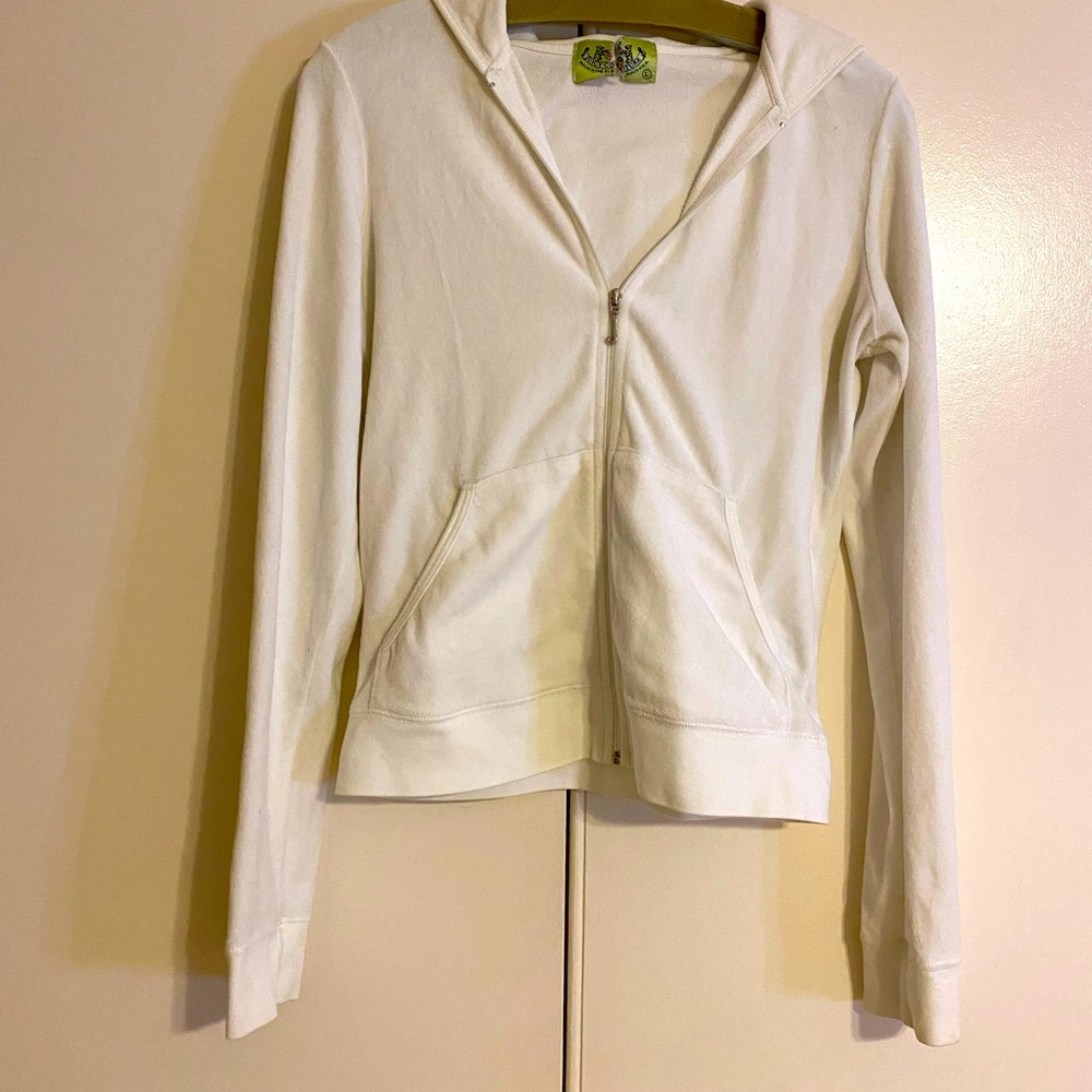 Vintage Juicy Couture Track Suit, Jacket size L, Pants size M, White, Velour